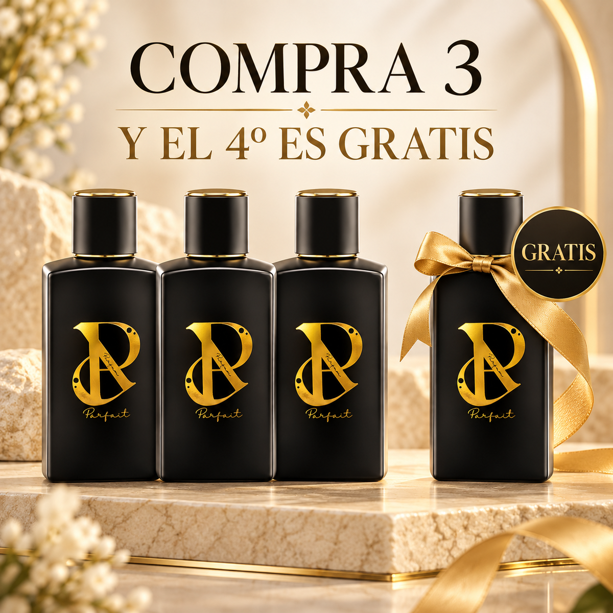 3 perfumes + 1 gratis