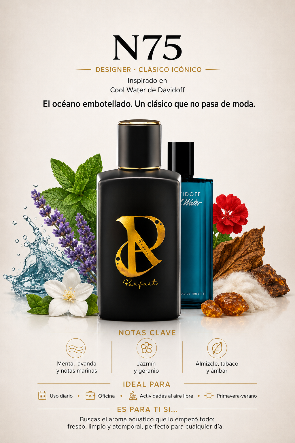 N75 - Inspirado en Davidoff Cool Water 100ml