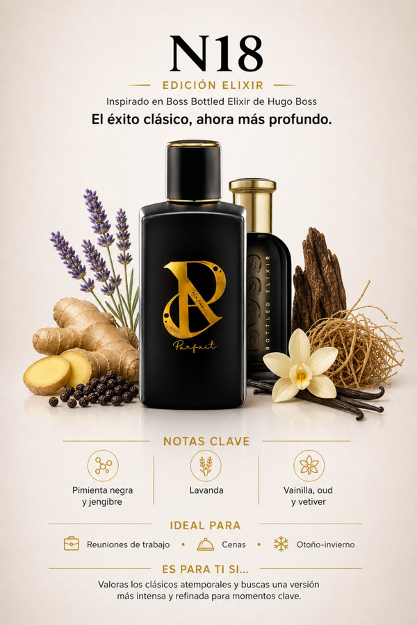 N18 - Inspirado en Boss Bottle Elixir 100ml