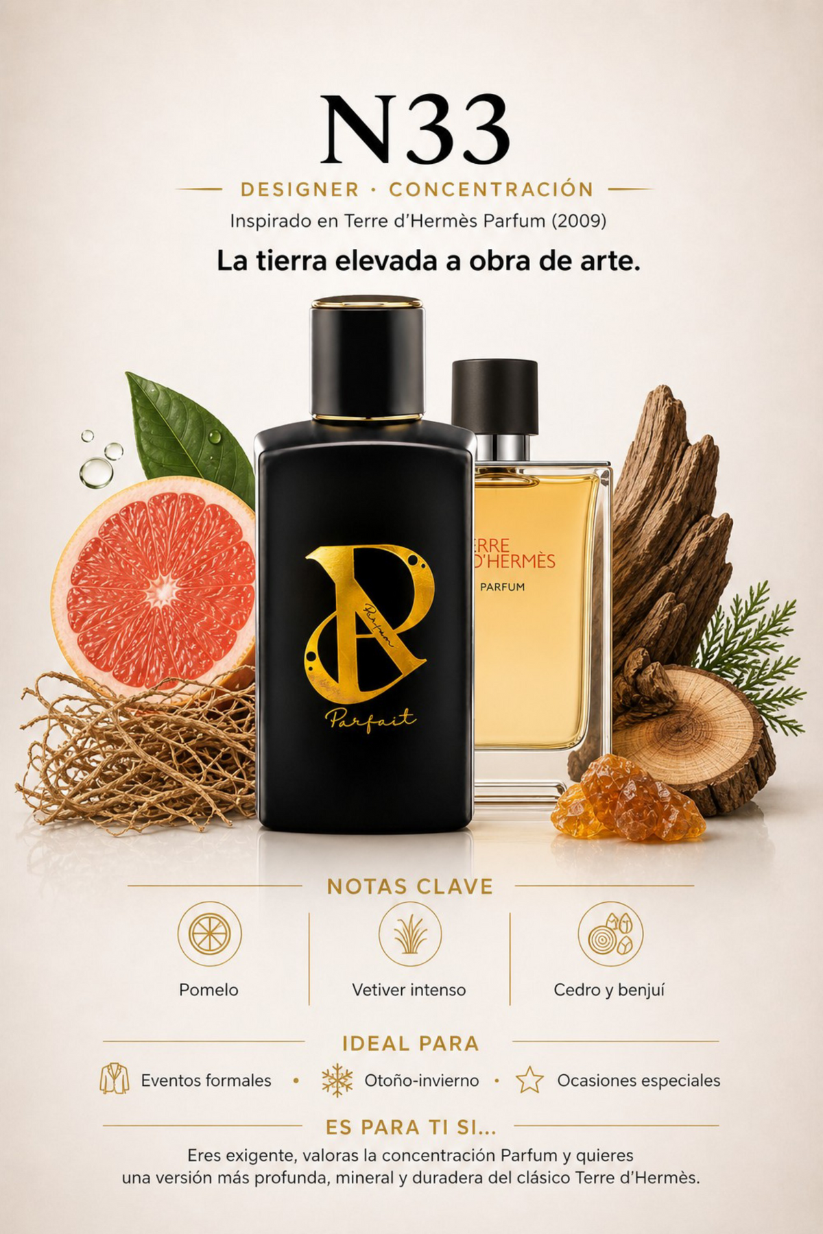 N33 - Inspirado en Terre D´Hermes Parfum 2009 100ml
