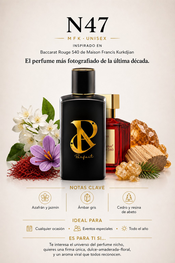 N47 - Inspirado en Baccarat Rouge 540 Unisex 100ml