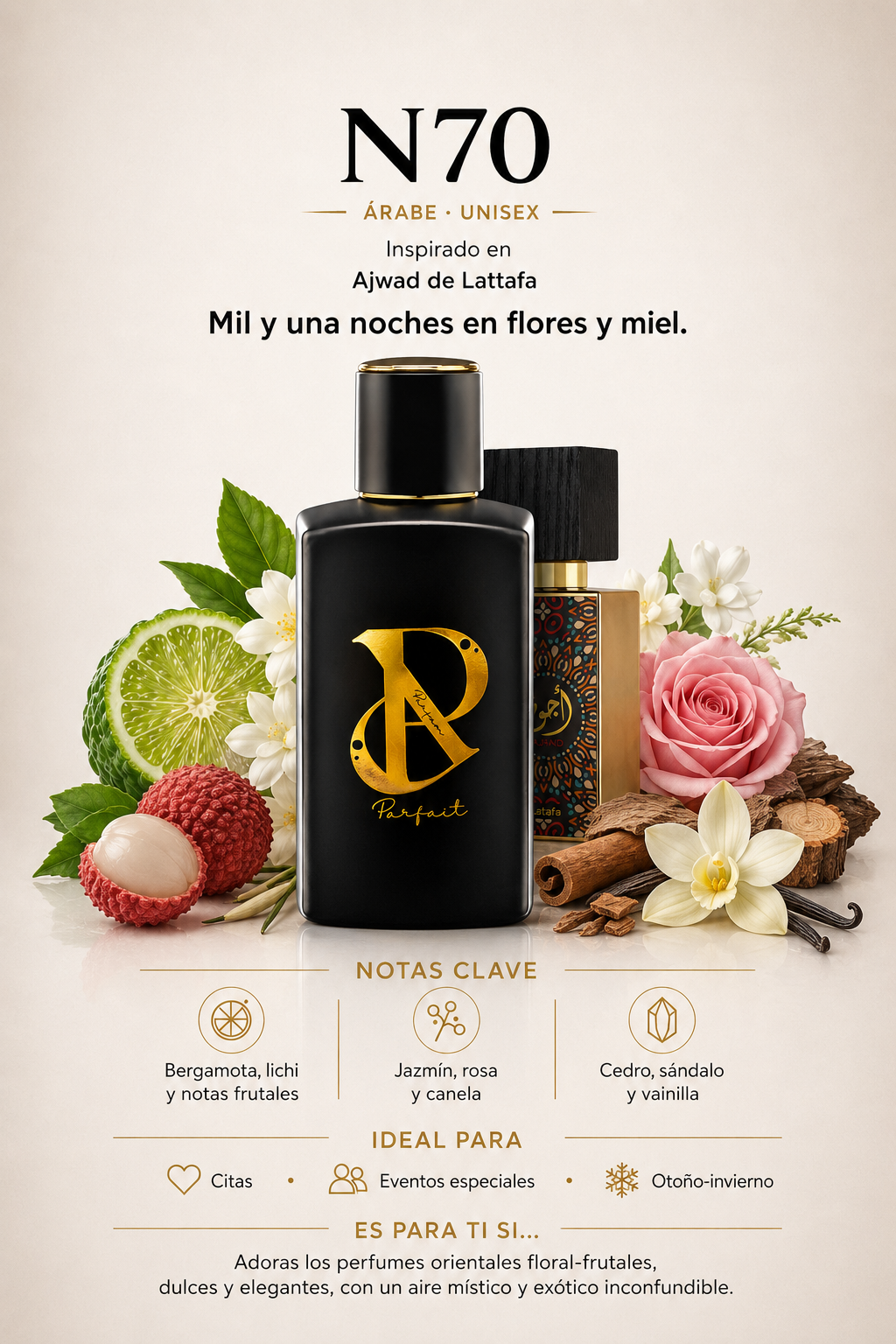 N70 - Inspirado en Ajwad Lattafa UNISEX 100ml